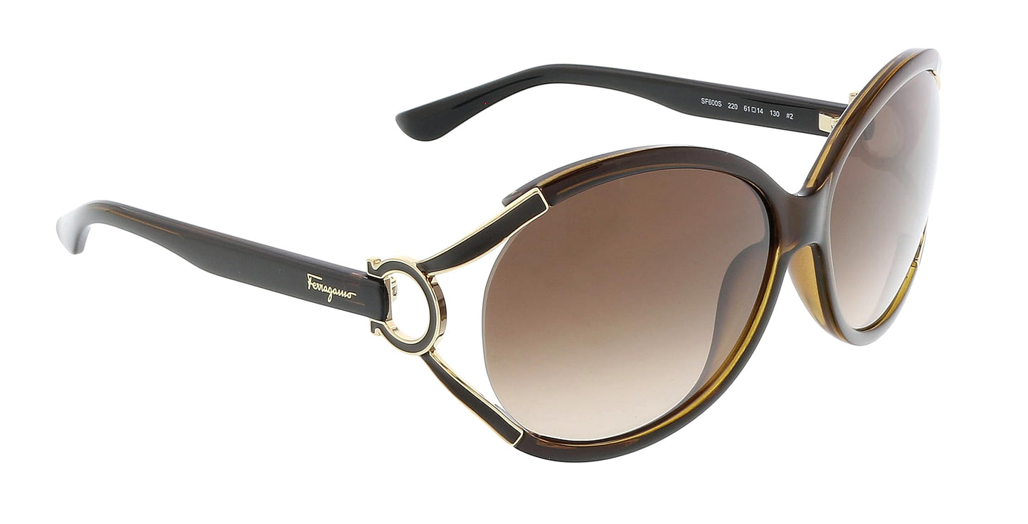 Salvatore Ferragamo Oval Sunglasses SF600S 220 Brown/Gold 61mm 600