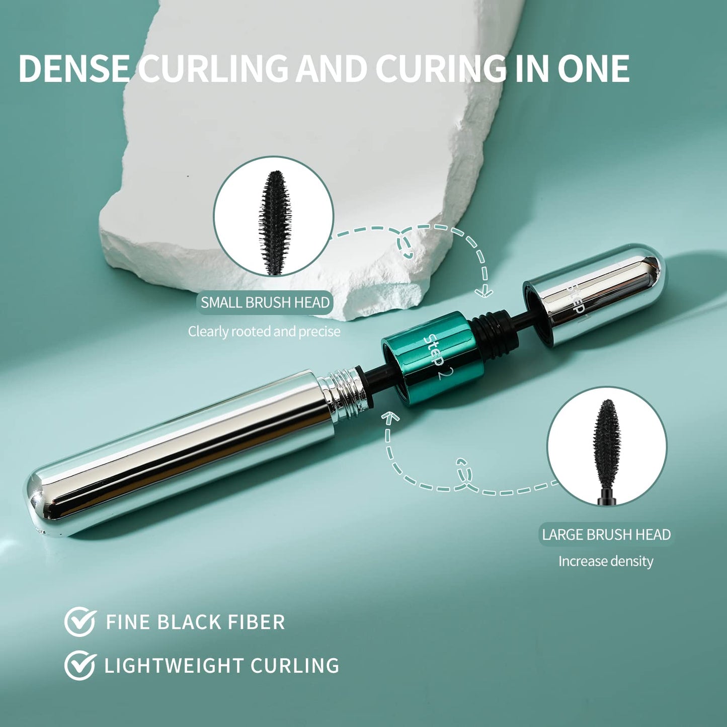 2 in 1 Mascara 5x Longer Waterproof Lash Cosmetics Natural Lengthening and Thickening Effect No Clumping Superstrong Magic 4d Silk Fiber for Vibely