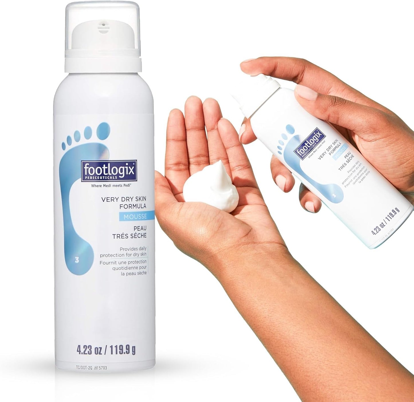 FOOTLOGIX Very Dry Skin Formula Foot Mousse - Urea, Co-Q10, Aloe Vera & Vitamin E | Moisturizing Foot Mousse for Dry & Rough Feet | Fragrance-Free Beauty & Personal Care FOOTLOGIX