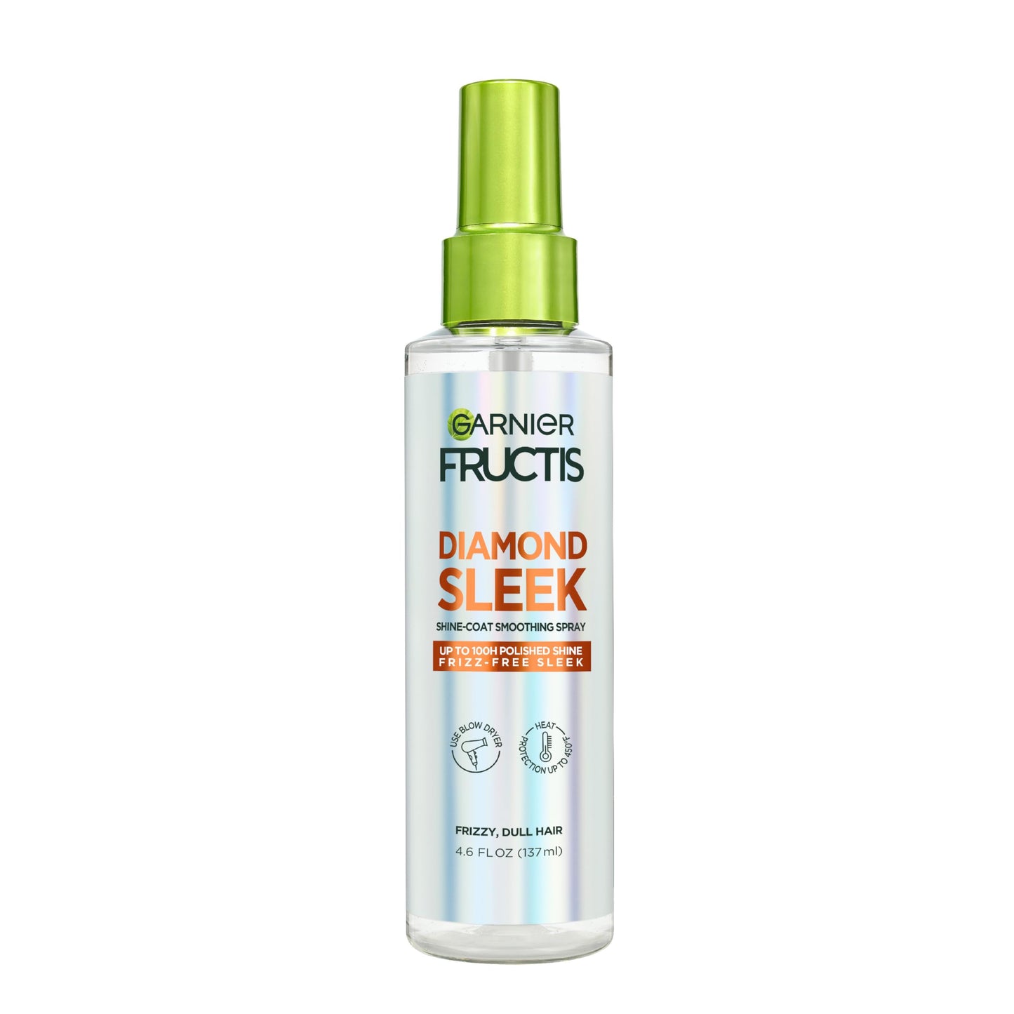 Garnier Fructis Diamond Sleek Hair Shine Spray, Up to 100-Hour Frizz Control, Heat Protectant up to 450°F with Vegan Keratin Smoothing Complex