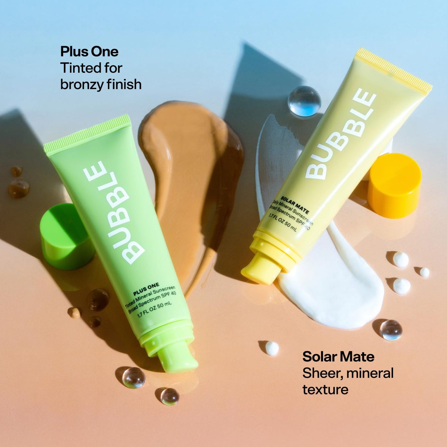 Bubble Skincare Solar Mate Mineral Face Sunscreen Broad Spectrum SPF 40 - Zinc Oxide Sunscreen with Blue Light Protection & Ginseng Extract - Sheer