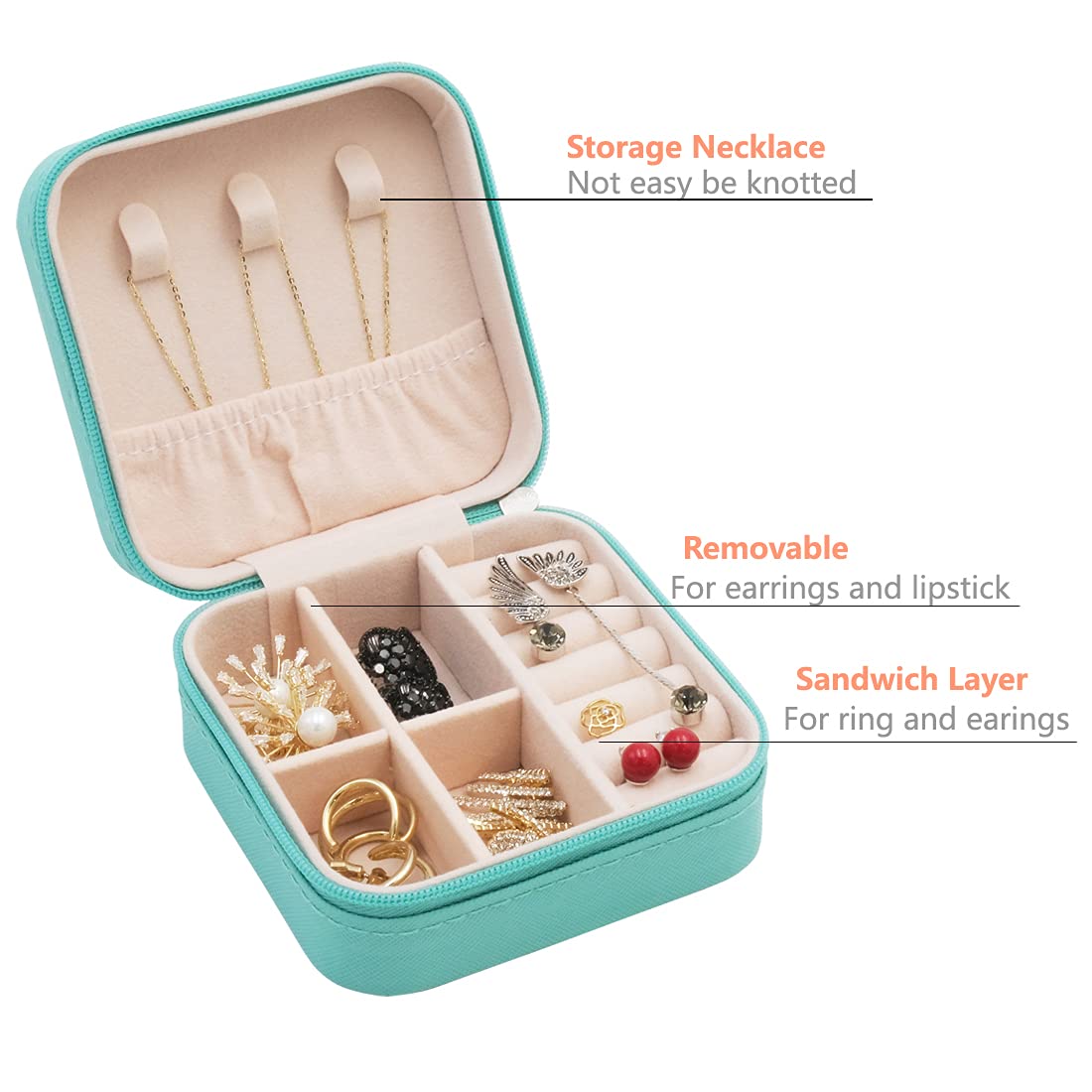 Mini Jewelry Travel Case, Small Portable Jewellry Organizer Box Portable Display Storage Box for Rings Earrings Necklaces, Gifts for Girl, Women…