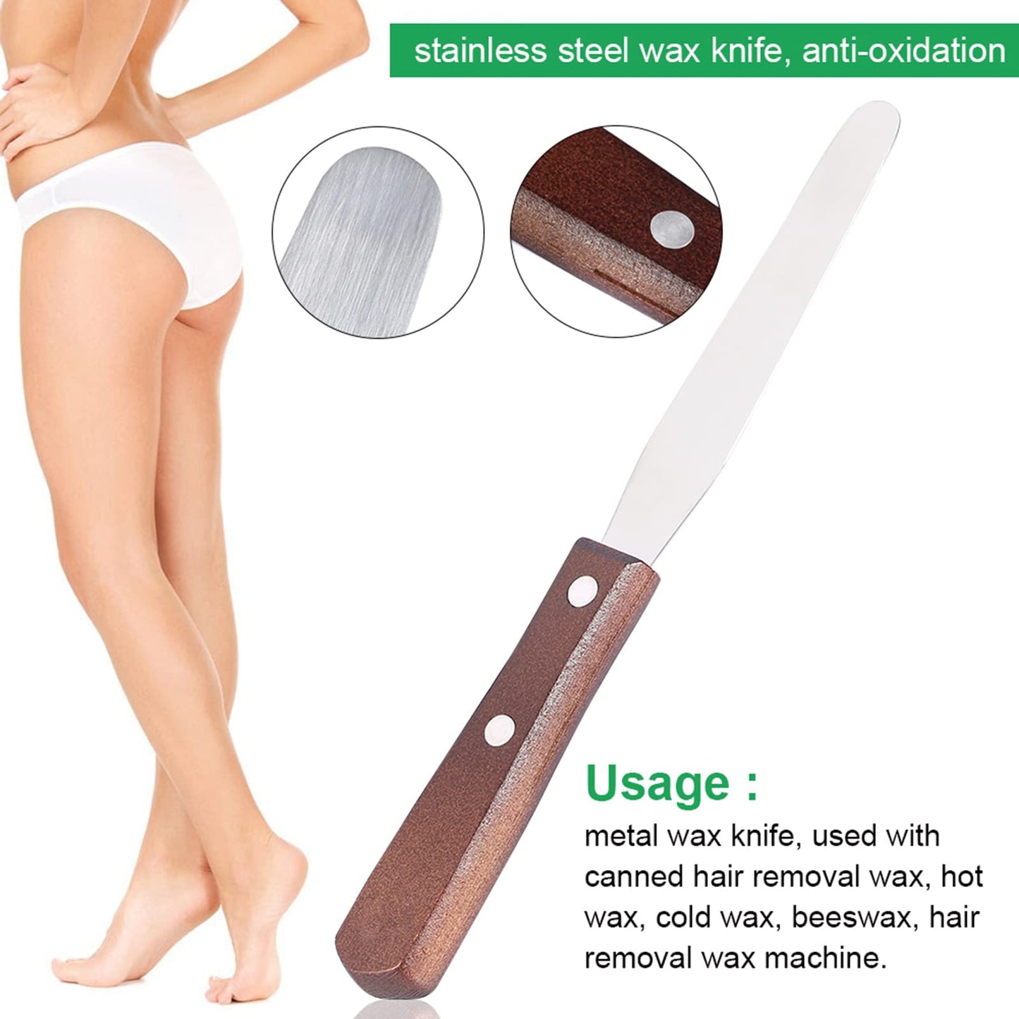 Spatula Metal Wax Applicator 19x3x2 Wax Spatula Metal Wax Mixing Knife Applicator Hair Removal Tool with Wooden Handle Beauty and Personal Care LIANGLIDE