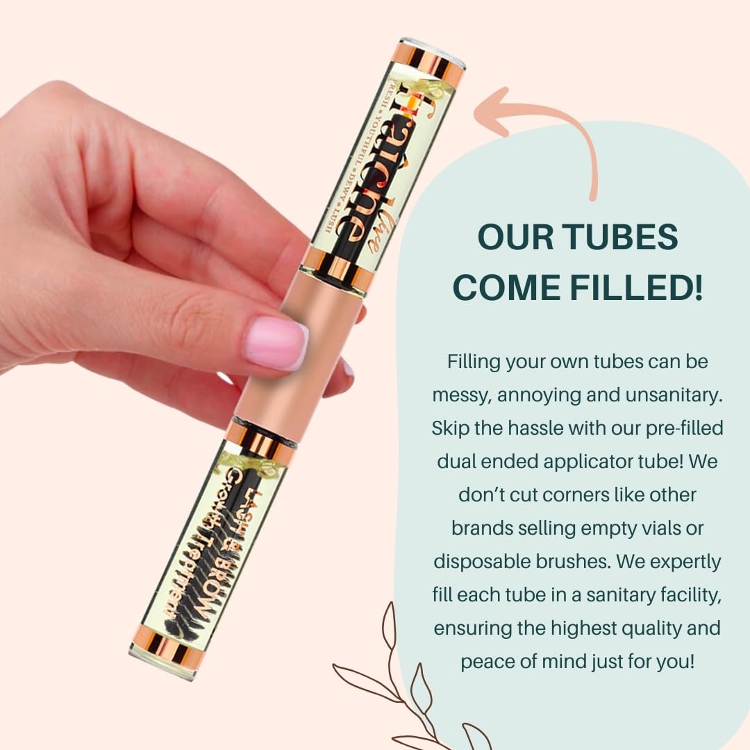 Lash Serum Mascara Tube DOUBLE PACK - Natural Eyelash Serum for Growth, Conditioning &Treatment - Eyelash Growth Serum with Organic Castor Oil - Brow