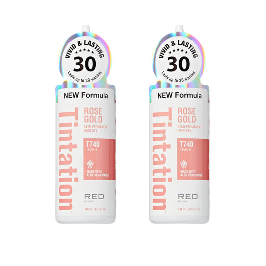 Red by Kiss Tintation Semi-Permanent Hair Color, Aloe Vera Water Based, Argan Oil, Olive Oil, Collagen & Keratin, Long-Lasting Color Dye (Rose Gold, 2