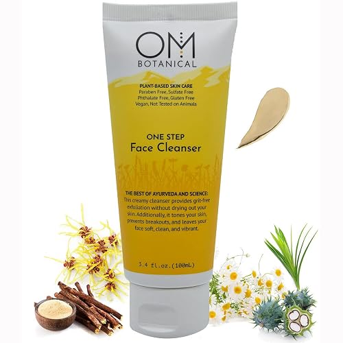 OM Botanical One Step Face Cleanser - 3-in-1 Natural Face Wash, Enzyme Exfoliator & Toner - Pineapple & Papaya Enzymes, Gram Flour - pH Balanced
