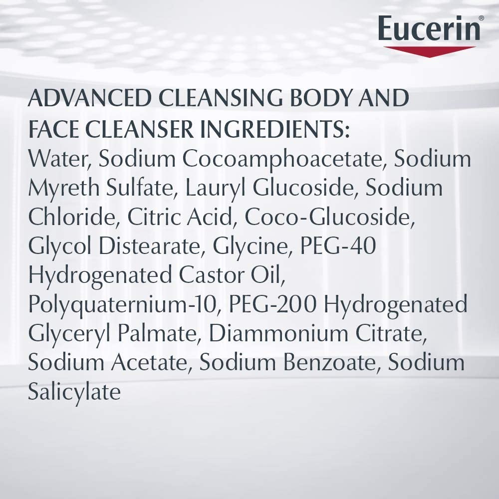 Eucerin Advanced Cleansing Body & Face Cleanser 16.9 Ounce (Pack of 6)