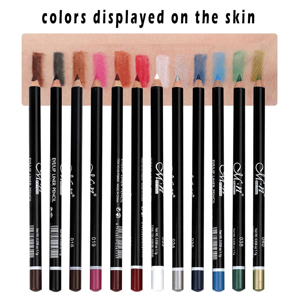 Linble Eye Liner Pencil Set - 12 Assorted Colors Natural Matte Long Lasting Hypoallergenic Eyeliners Eye Makeup Soft Crayon Pencils (Black Gray Brown Beauty & Personal Care Linble