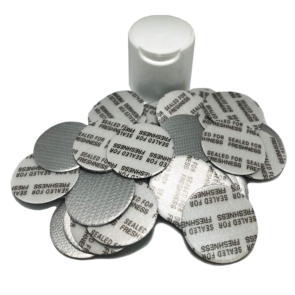 PKnGO Pressure Sensitive Foil Seal 24 mm (25 PCS) - PS Safety Seals for Freshness and Leak Prevention - Made in USA for Food Medicine and Cosmetic