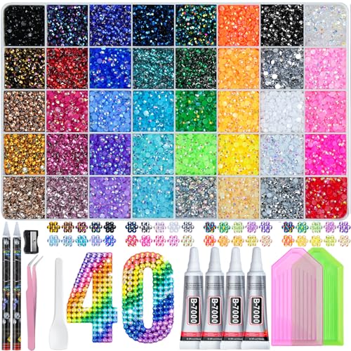 Lotwow 50000Pcs Bedazzling Kit with Rhinestones 3mm, 40 Colors Bedazzler Kit Resin Rhinestones Nail Gems & Glitter Gem Art Supplies, Diamond Art Kits Beauty and Personal Care LOTWOW Default Title