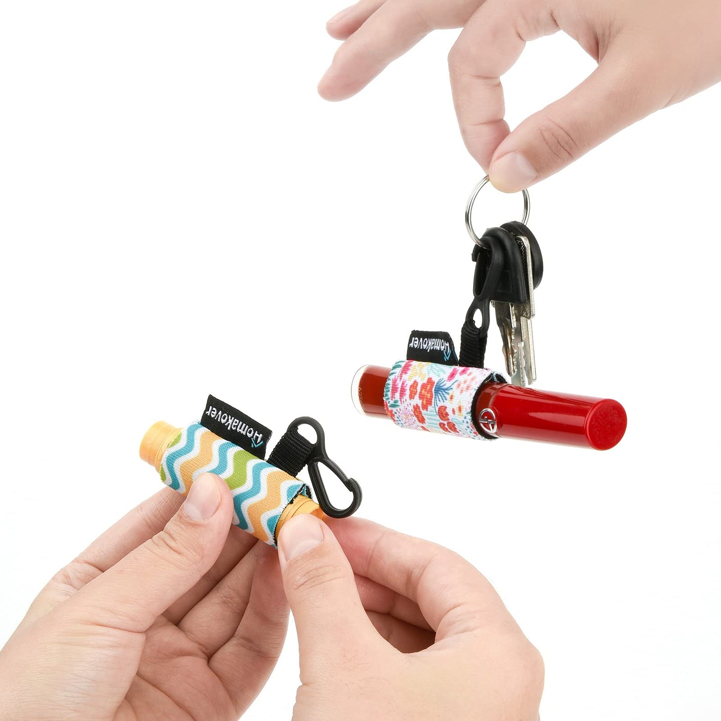 6 Pack Compact Clip-On Lipstick Holder Premium Release Clip Neoprene Sleeve Lip Balm with Clip Fits Most Standard Lip Balm, Large