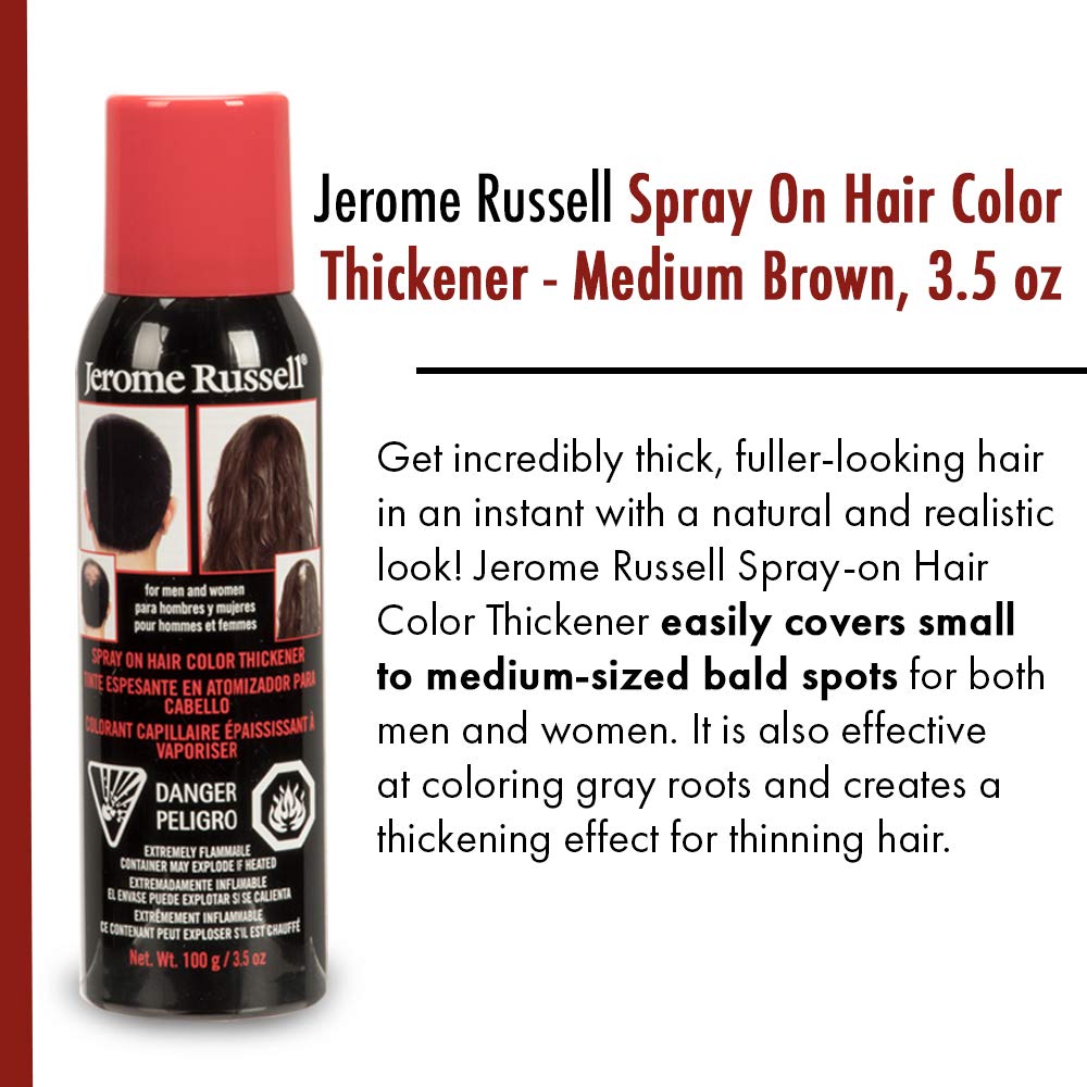 jerome russell Hair Color Thickener for Thinning Hair, Medium Brown, 3.5 Ounce