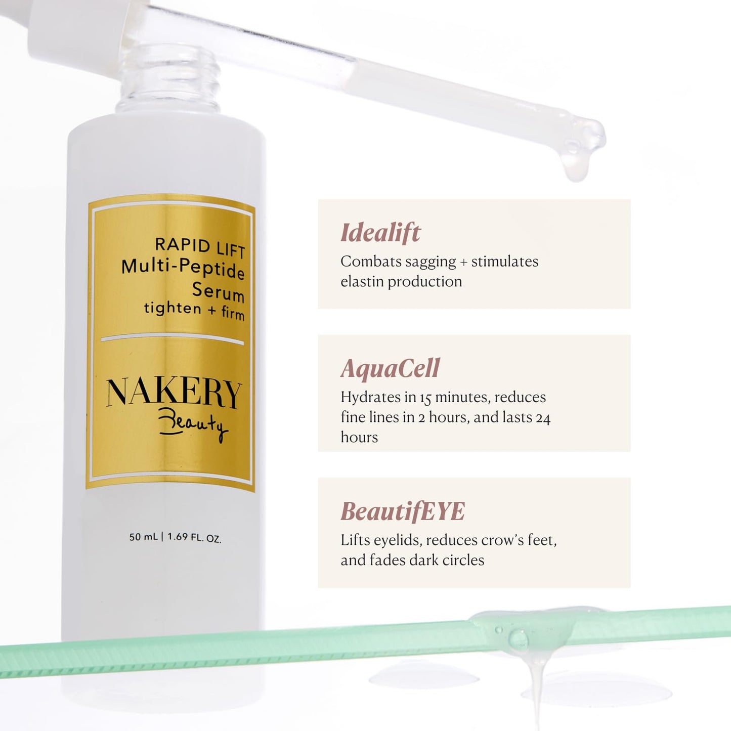 Nakery Collagen Peptide Serum for Women - Rapid Lift Face Serums for Anti Aging Face Tightening and Lifting - Multi Peptides Collagen Serum for Face