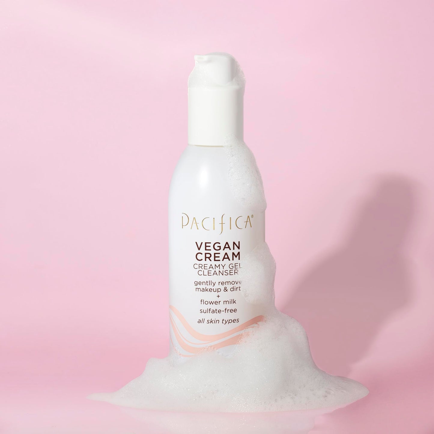 Pacifica Vegan Collagen Cream Gel Facial Cleanser - Daily Foaming Face Wash & Makeup Remover, Hydrating Anti-Aging Face Wash for Dry & Sensitive Skin