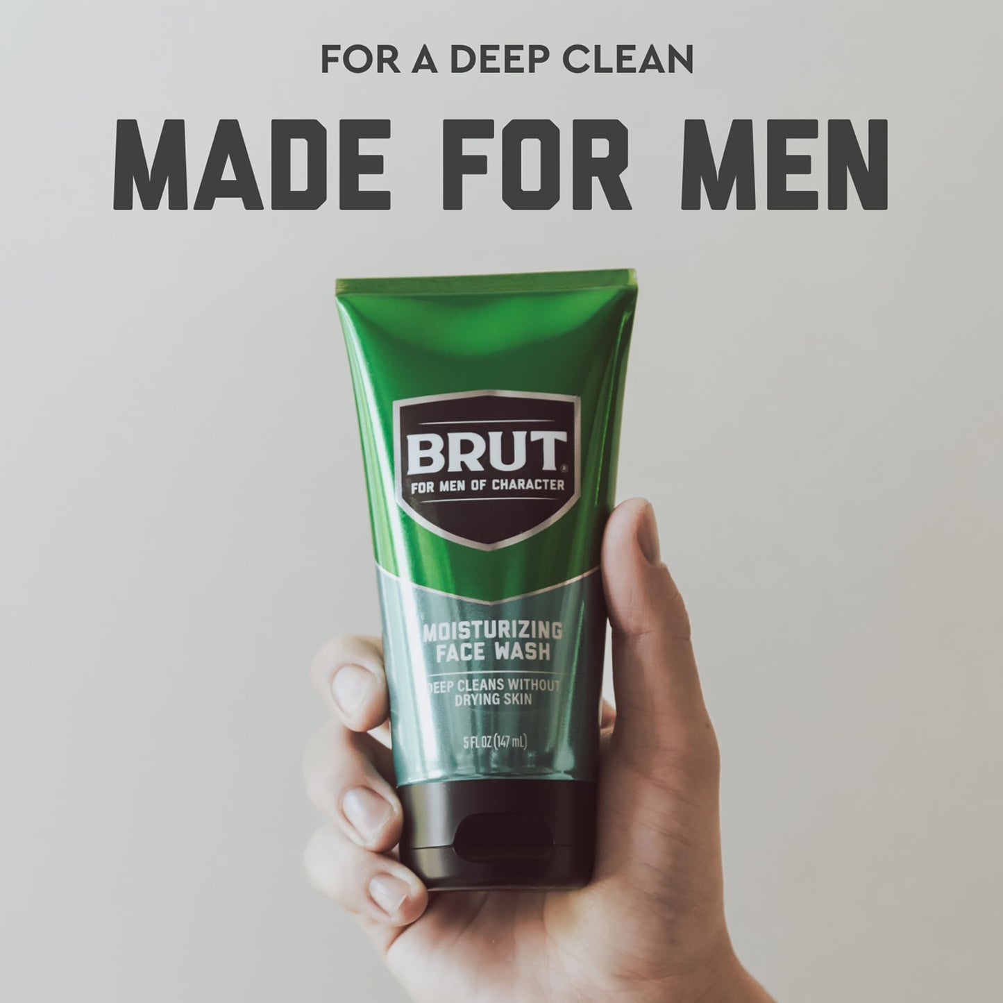 Brut Moisturizing Face Wash - Deep Pore Cleansing and Conditioning Prep for Shaving - Face Cleanser with No Parabens, Phthalates or Dyes - 5 oz