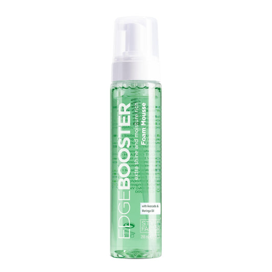 Style Factor EDGE BOOSTER Extra Shine & Moisture Rich Foam Mousse | Lightweight Styling for Curls, Waves, Braids, Locs & Protective Styles | Volume