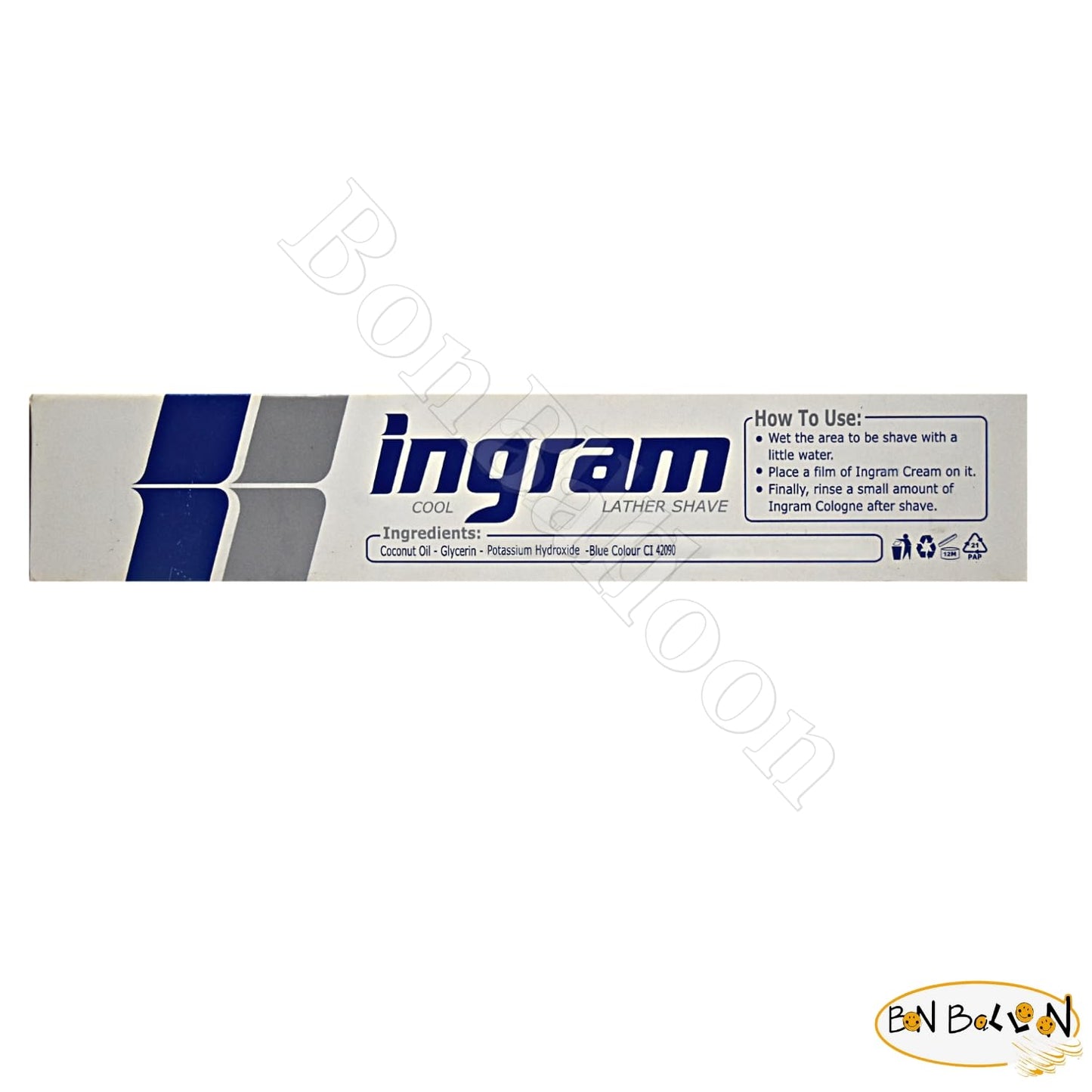 Lather Shave Cool Ingram Shaving Cream Tube 60g Glycerin Coconut Oil Made In Egypt ( 2 Pack = 4.23 oz / 120 gm )