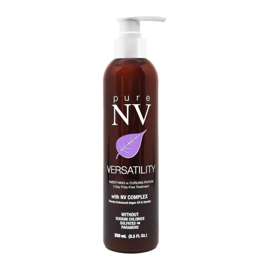 Pure NV Versatility 1 Day Frizz Free Treatment Smoothing & Curling Lotion, Made From Natural Vitamins & Minerals, Keratin, Collagen & Argan Oil