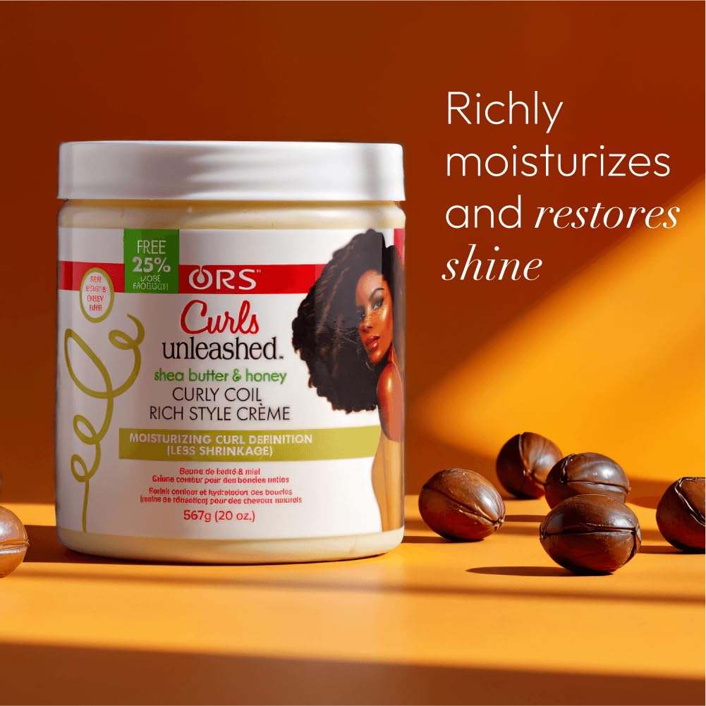 Curls Unleashed Style and Maintenance Shea Butter and Honey Curly Coil Creme for Moisturizing and Curl Definition, Less Shrinkage (19.2 oz)