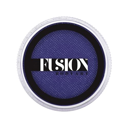 Fusion Body Art Pro Face Paint | Prime Magic Dark Blue (32gm), Professional Quality Water Activated Face and Body Paint Supplies Single Makeup Cake