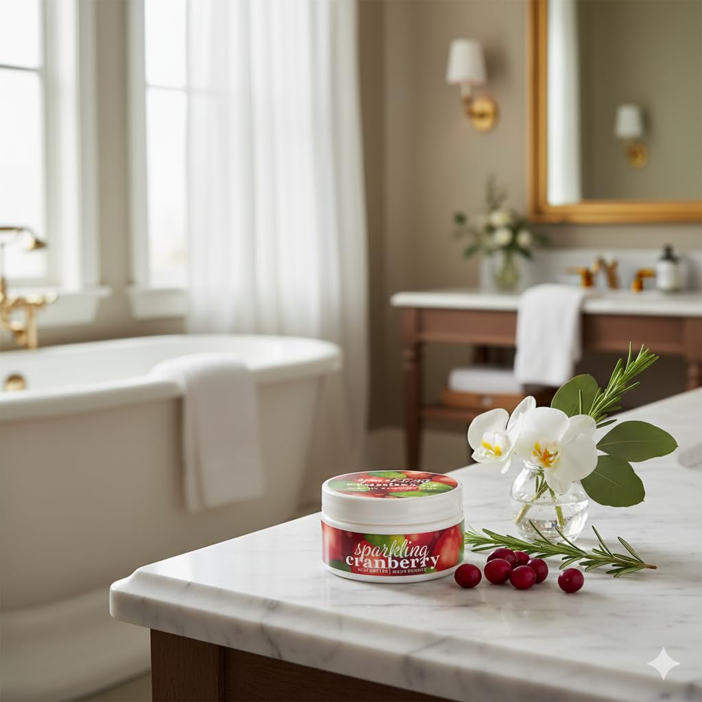 Greenwich Bay Trading Company Sparkling Cranberry Body Butter - Enriched with Shea Butter, Cocoa Butter & Vitamin E - Deep Hydration Body Cream