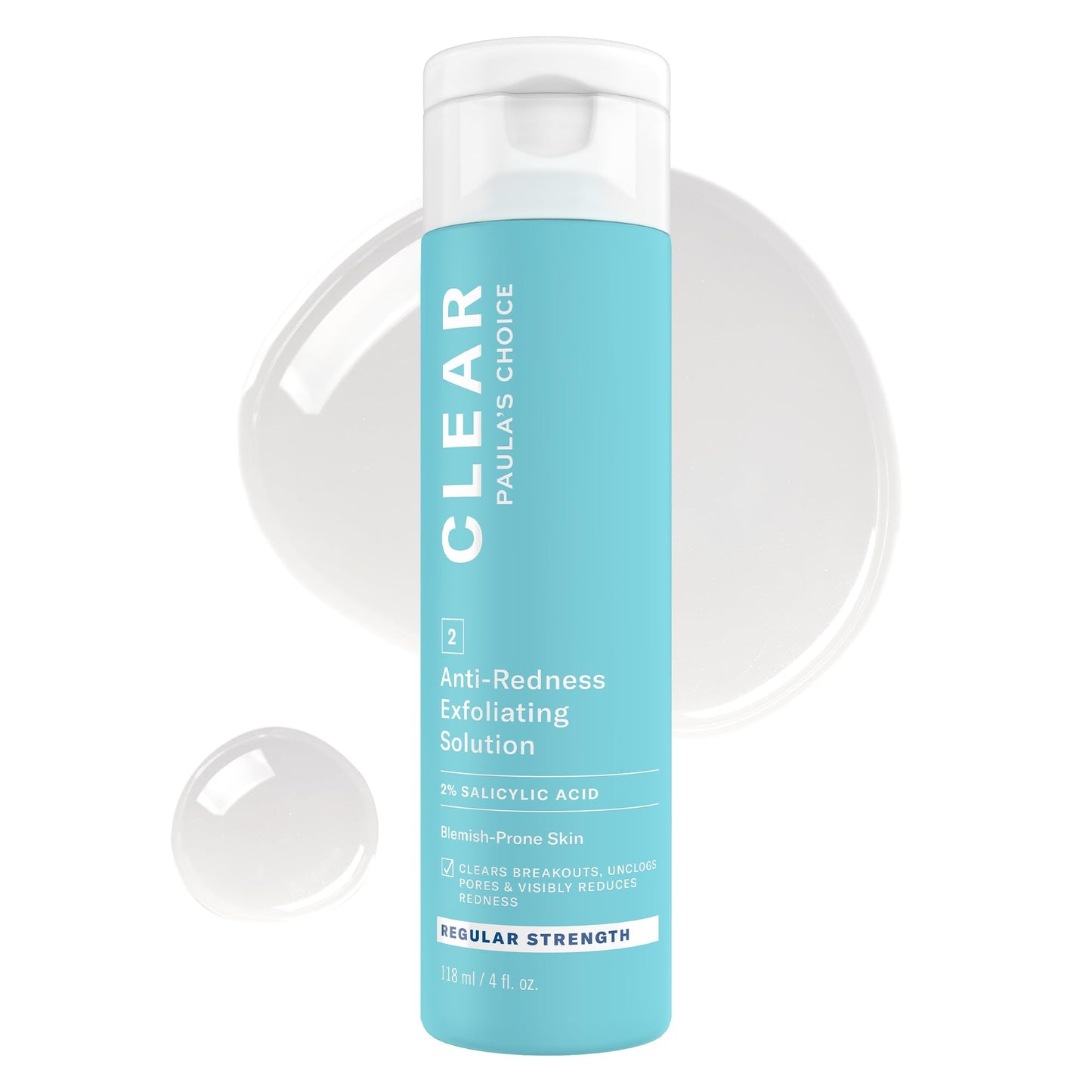 Paula's Choice CLEAR Anti-Redness Exfoliating Solution, 2% Salicylic Acid Liquid Exfoliant for Face, Face Exfoliant for Mild to Severe Acne