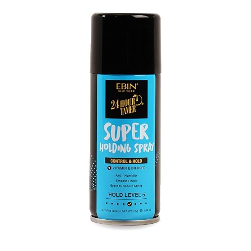 EBIN NEW YORK 24 Hour Tamer Super Holding Spray - Contol & Hold 1.94oz/ 80ml | Tames Frizz & Flyaway, Gives High Shine & Volume, All Day Hold