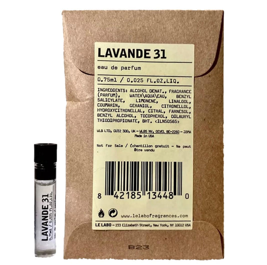 Le Labo LAVANDE 31 UNISEX Perfume EDP Vial 0.75 ml / 0.025 oz - (ONE SAMPLE VIAL PER ORDER) 4480 Beauty & Personal Care Le Labo