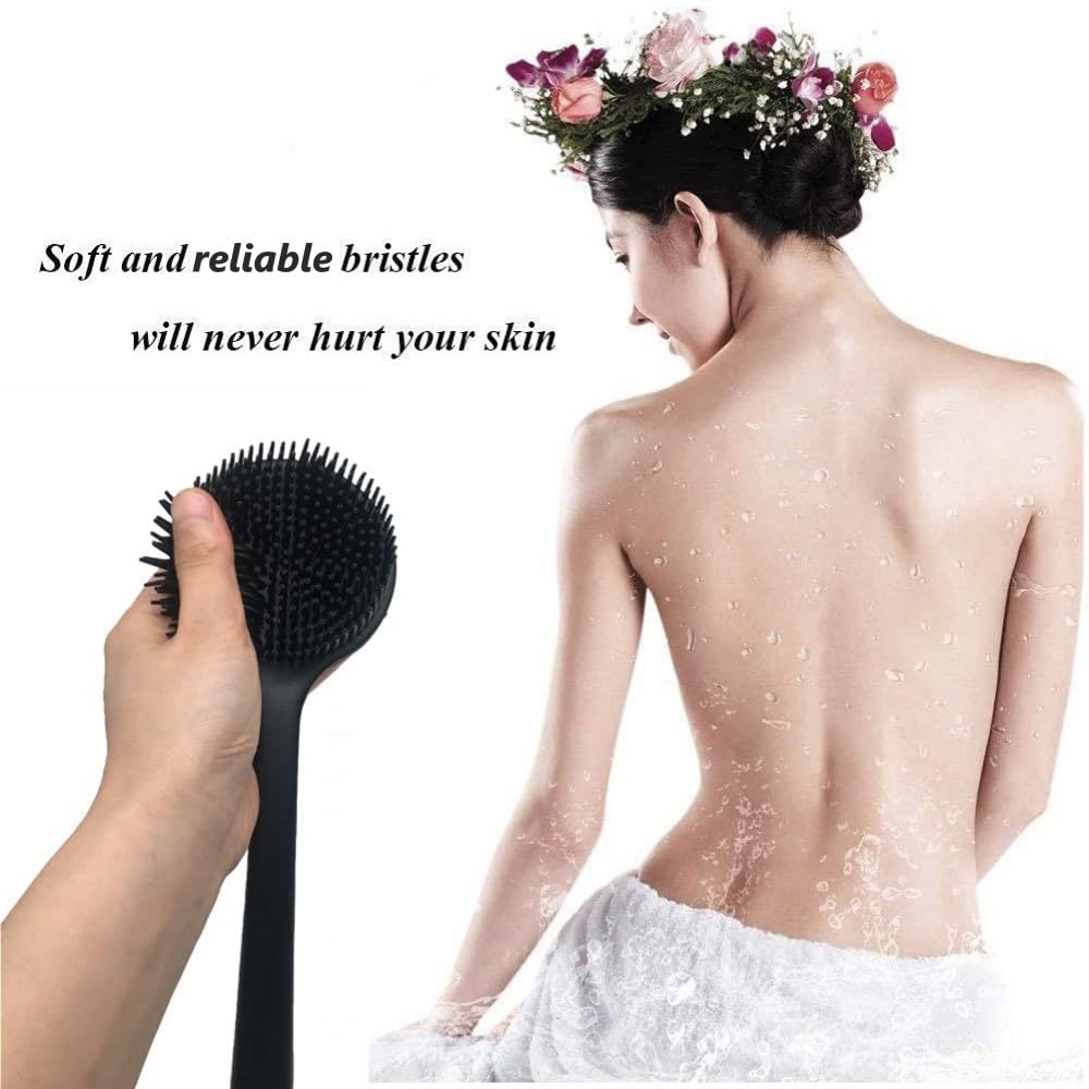Cinlitek Silicone Body Scrubber, Long Handle Back Scrubber for Body, Shower Srush Back Brush Body Exfoliator