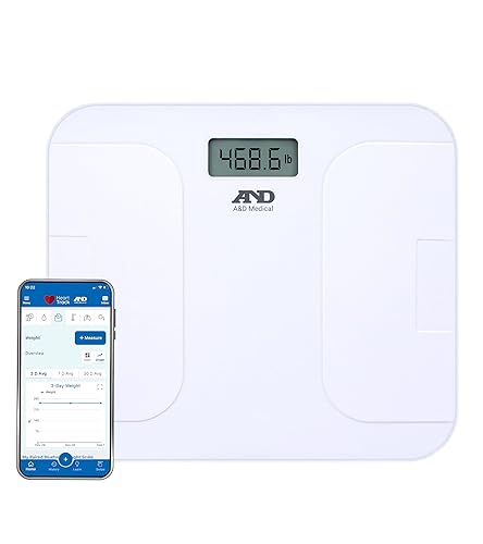 A&D Medical Digital Body Weight Scale, UC-356BLE Bluetooth Bathroom Weight Machine, UltraWide Platform and Large Display, Syncs with A&D App,550lb…