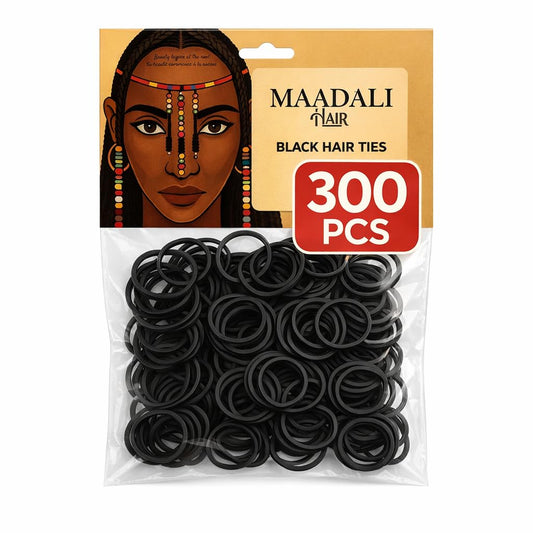 300 Black Hair Ties - Small Strong Rubber Bands for Thick, Curly & Afro Hair, Braids, Ponytails & Protective Styles - No Breakage Hair Elastics bands Beauty and Personal Care MAADALI Default Title