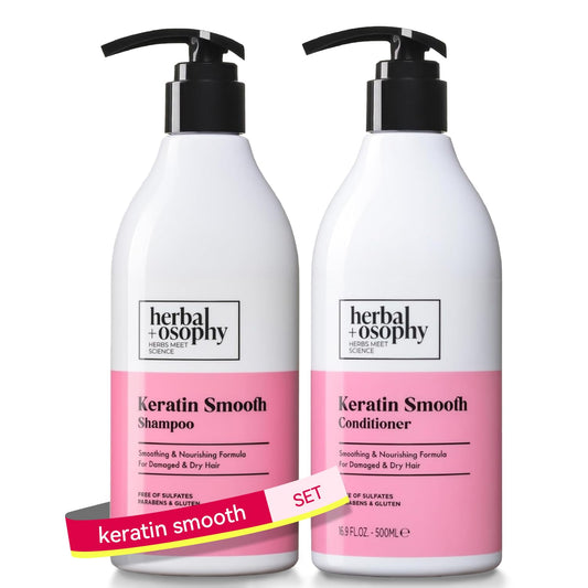 Herbalosophy Keratin Shampoo & Conditioner Set, Nourishing & Moisturizing Formula for Damaged & Dry Hair, Highly Hydrate & Repair for Color Treated Beauty & Personal Care Herbalosophy