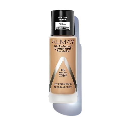 Almay Skin Perfecting Comfort Matte Foundation, Hypoallergenic, Cruelty Free-Fragrance Free, Dermatologist Tested Liquid Makeup, Neutral Toasted