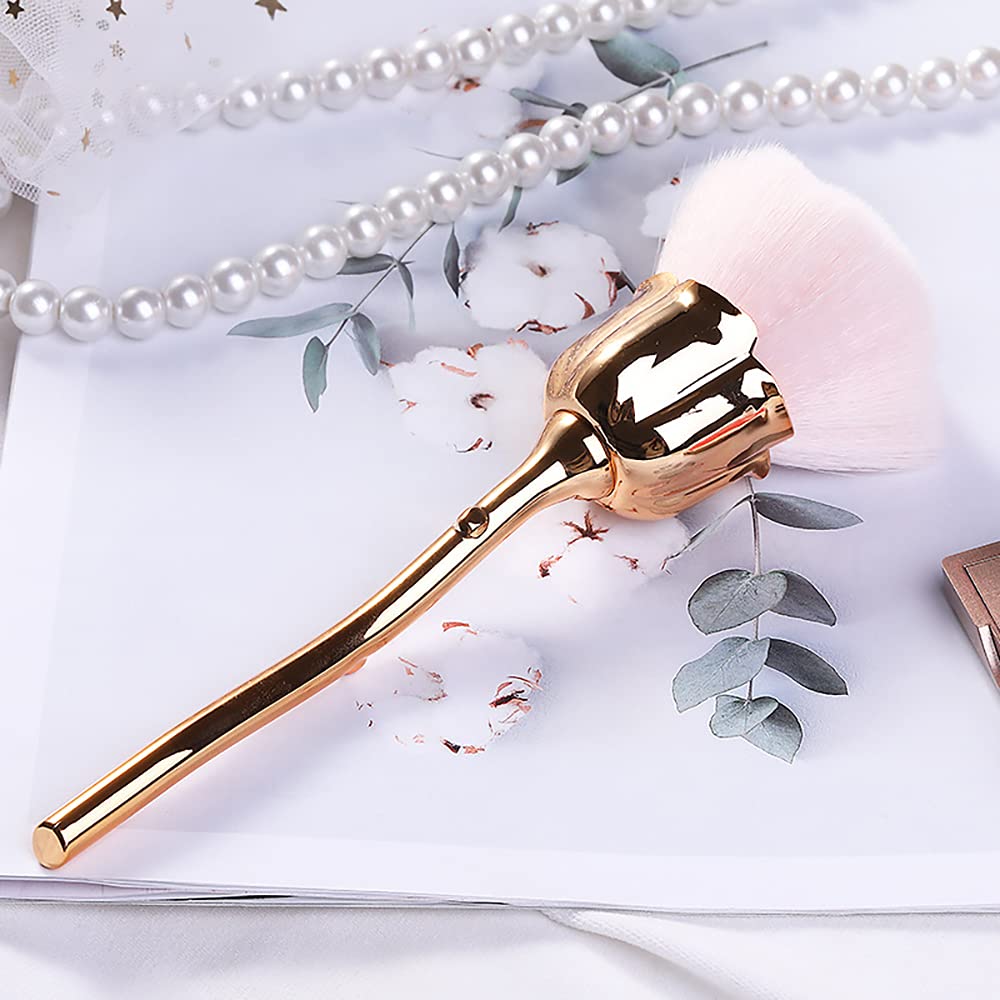 KuAoyoja Nail Art Dust Powder Remover, Pink Rose Soft Brush Acrylic Nail Arts Manicure Dust Cleaner Brush for Nail Trimming Cleaning Makeup Brush
