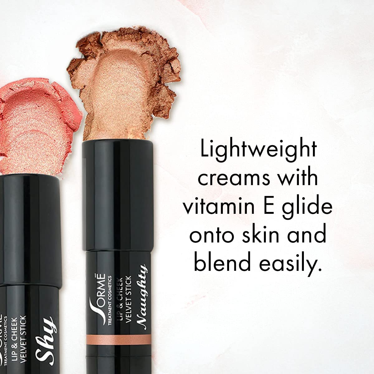 Sorme' Treatment Cosmetics Lip and Cheek Velvet Stick, Easy Application, Blendable Light weight Formula, Naughty, 0.200 Oz.