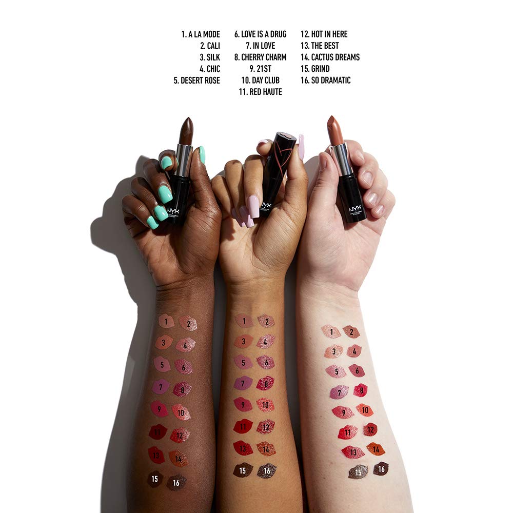 NYX PROFESSIONAL MAKEUP Shout Loud Satin Lipstick, Infused With Shea Butter - Grind (Cool Chocolate)