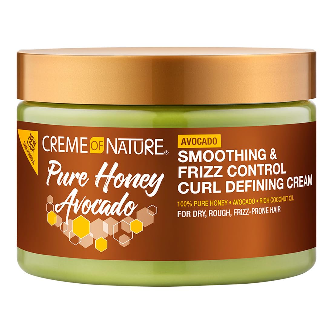 Creme of Nature Pure Honey Define Hair Food Smoothing & Frizz Control Curl Defining Cream, Defines & Softens Natural Curls, With Avocado Oil, Pure