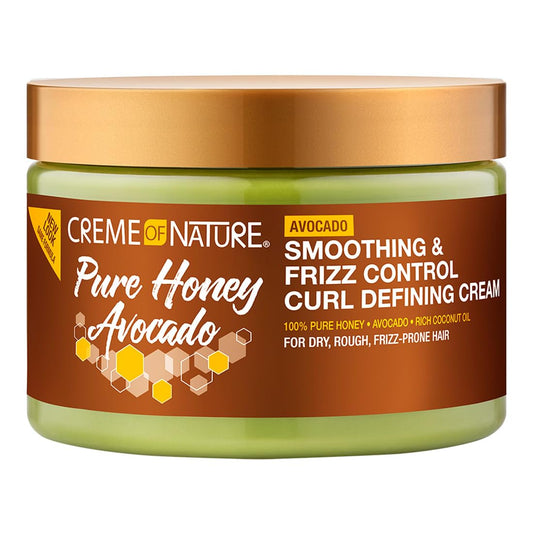 Creme of Nature Pure Honey Define Hair Food Smoothing & Frizz Control Curl Defining Cream, Defines & Softens Natural Curls, With Avocado Oil, Pure