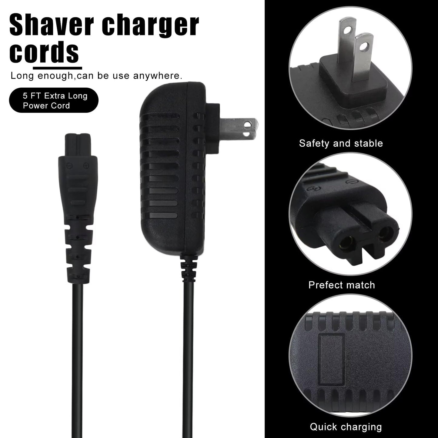 HaeKap 5V Charger 5ft Charging Cord Shaver Charging Adapter Fit for Remington PR1387, WR5100, MB4900, XF85R1, X14R470, X14R340, XF8550, XF8700, XF8705 Beauty and Personal Care HaeKap