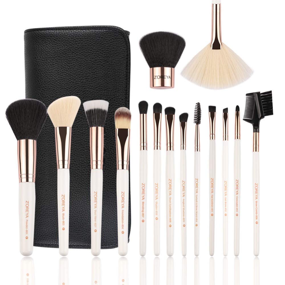 Z'OREYA Makeup Brushes Set,15pcs Rose Gold Luxury and Fashion Makeup Brushes,Professional Premium Synthetic Foundation Powder Concealers Eye Shadows