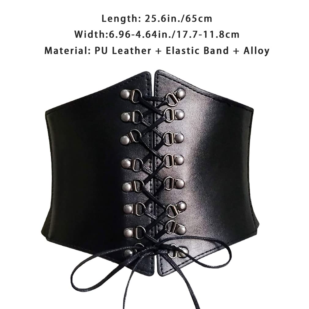 Furtony Belt Girdle Women Girdle PU Waistband Dress Accessary Shapewear Belt Corset Black