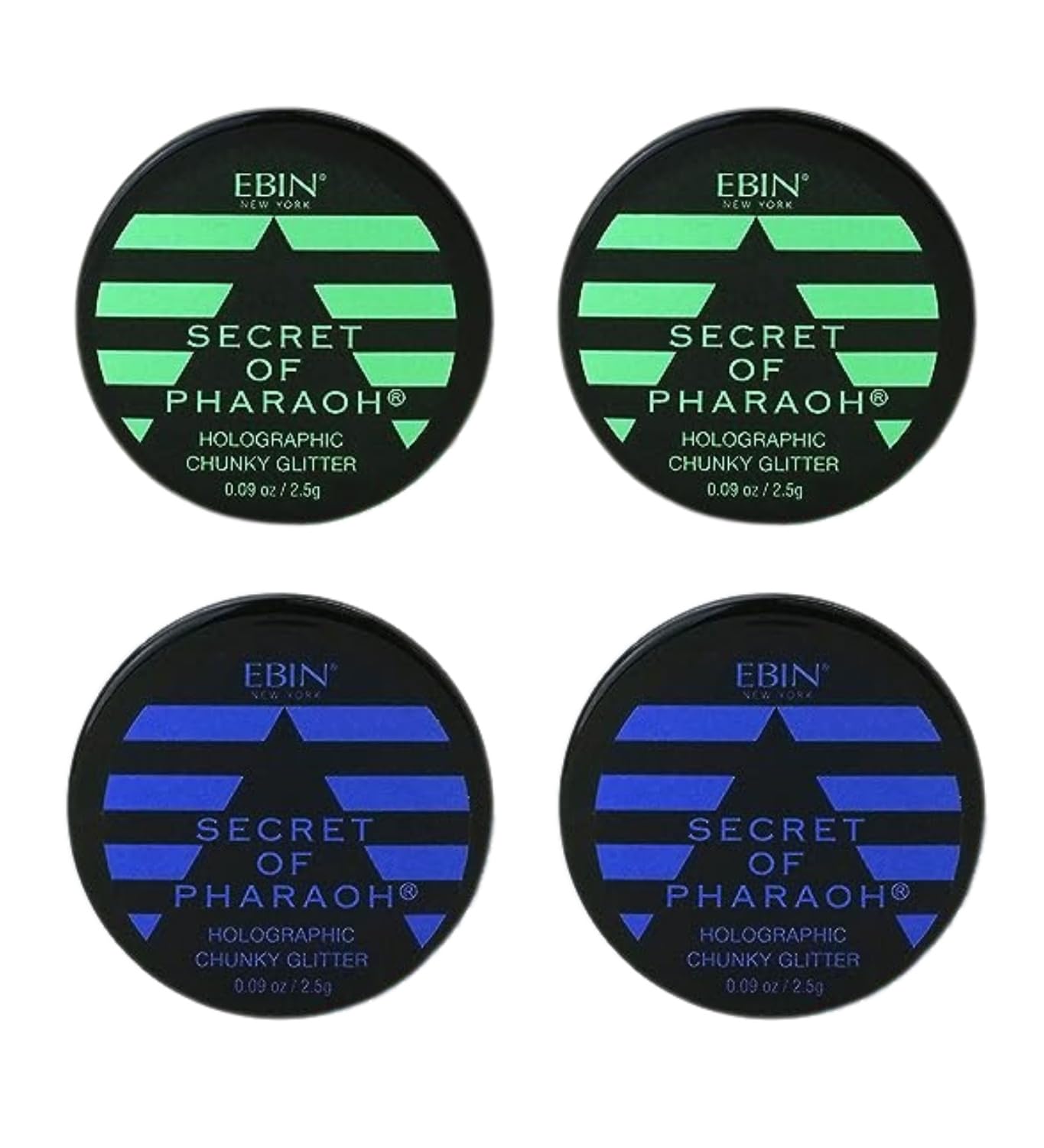 Chunky Glitter - Secret of Pharaoh Holographic Chunky Glitter - Emerald Forest and Aquamarine by EBIN NEW YORK Bundle - Shimmering, Iridescent