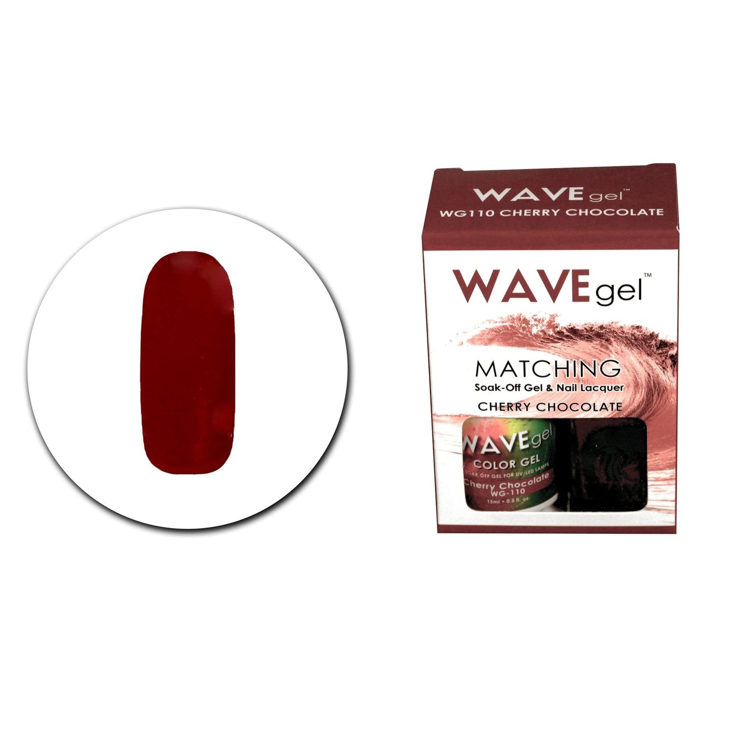WAVEGEL Soak-0ff Gel & Nail Lacquer Matching Duo Set - Cherry Chocolate - WG110-110 I 0.5 Oz Beauty & Personal Care WAVE gel