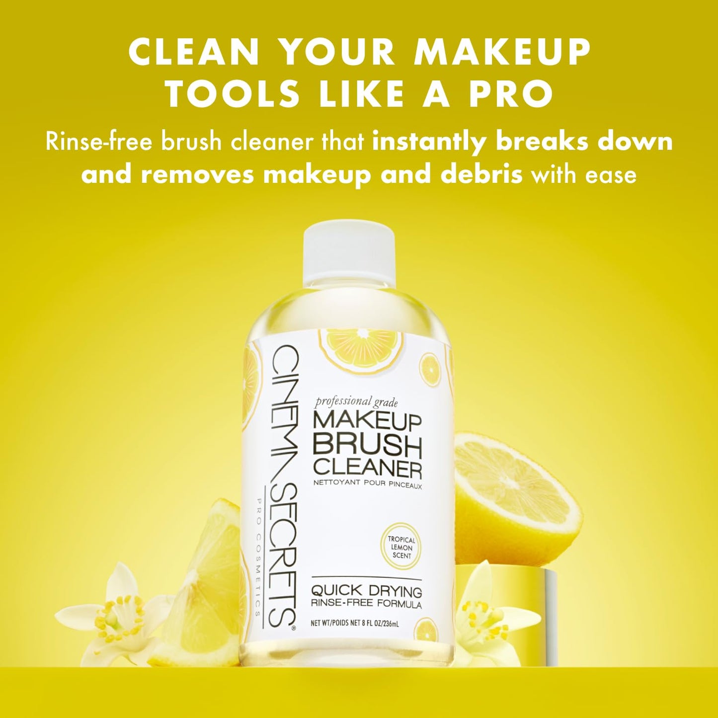 Cinema Secrets Original Makeup Brush Cleaner Solution - Professional Cleanser for Makeup Brushes - Quick-Drying, Rinse-Free Formula - Removes Stubborn