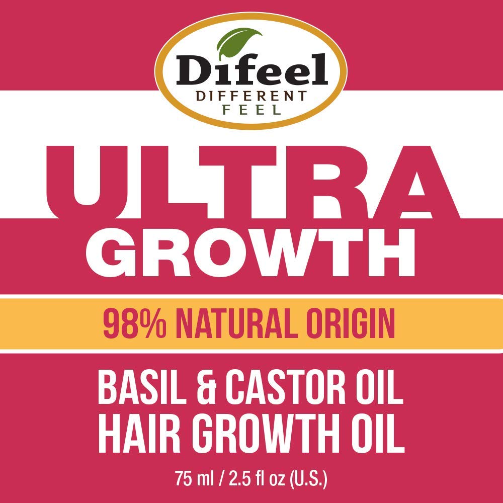 Difeel Ultra Hair Growth Oil Infused with Basil and Castor Oil 2.5 ounce