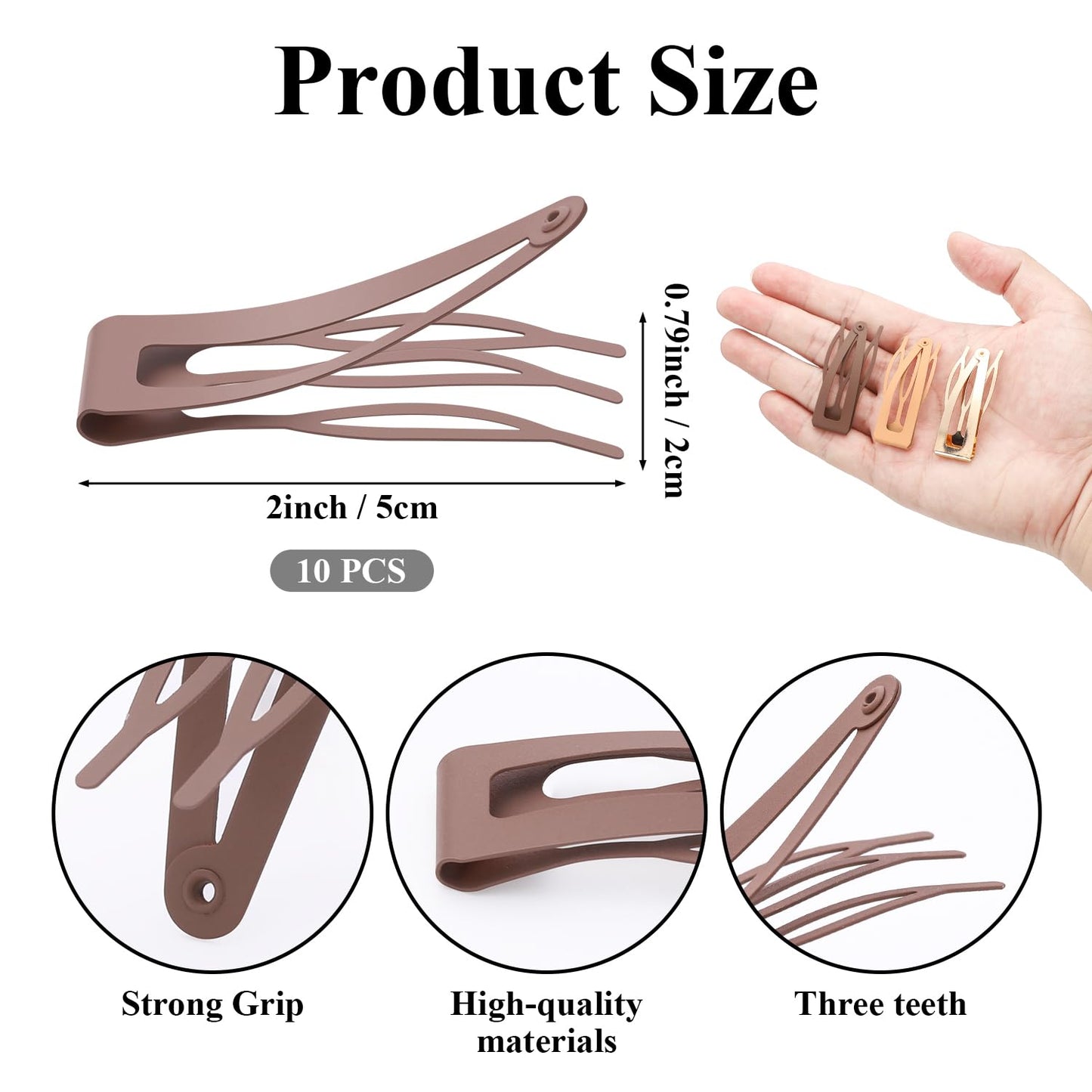 10 Pcs Double Grip Hair Clips, Sightor Metal Snap Hair Clips Hair Barrettes for Women Hair Making Salon Supplies Hair Accessories (Black, Brown Beauty and Personal Care Sightor