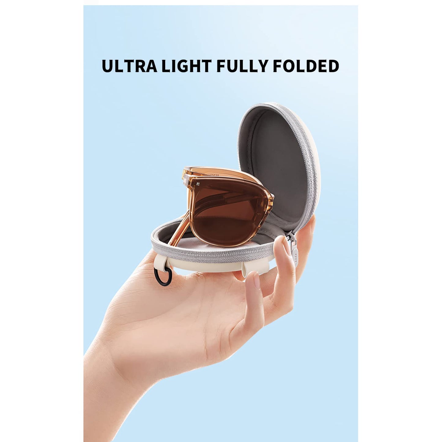 Carry Polarized Mini Folding Sunglasses Women Polarized UV Protection Trendy Designer Sun Glasses (Bright black)