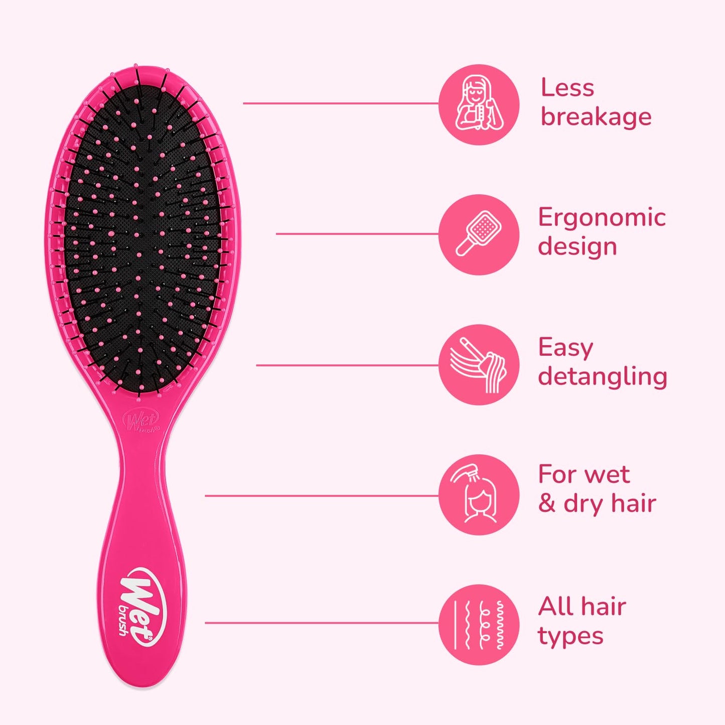 Wet Brush Original Detangler Hair Brush 2-Pack, Pink & Purple, Perfect Stocking Stuffer Set for Women & Men, Ultra-Soft IntelliFlex Bristles for Wet