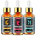 Aiwei Facial Serum Set - Includes Vitamin C, Retinol & Hyaluronic Acid - Improve Skin Texture, Glow & Hydration - Day and Night Face Serums for All