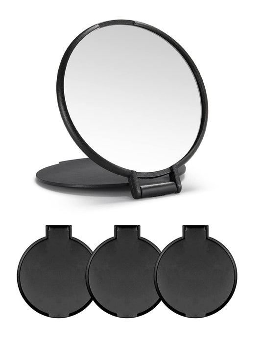 MOMIRA Compact Mirror Bulk Round Makeup Mirror for Purse, Set of 3, 2.6" L x 2.37" W (Black)